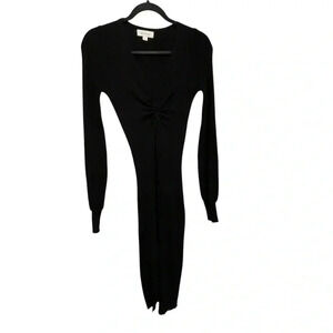 Mable ribbed knit bodycon midi dress black small LBD